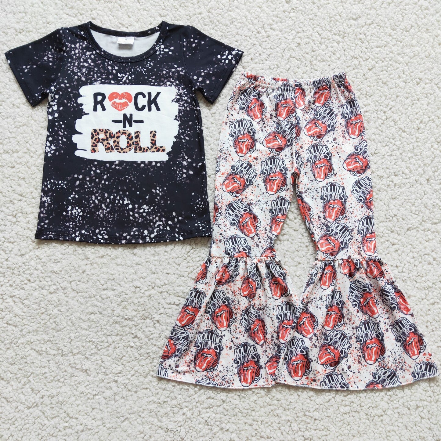 (Promotion) Short sleeve bell bottom pants outfits E2-30