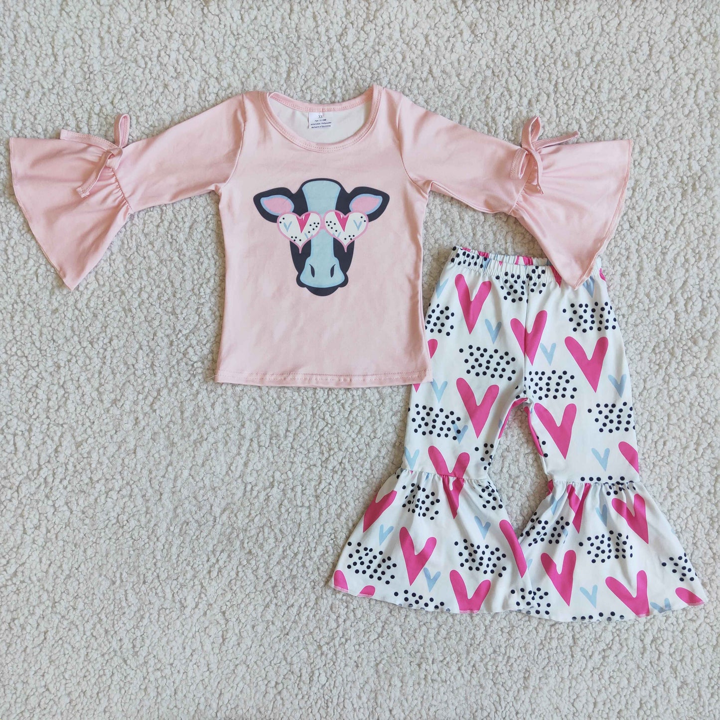 (Promotion)Girls cow design heart print Valentines outfits 6 A15-29