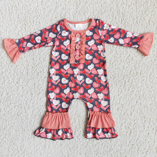 Baby girls heart print Valentine's Day romper  6 A7-10