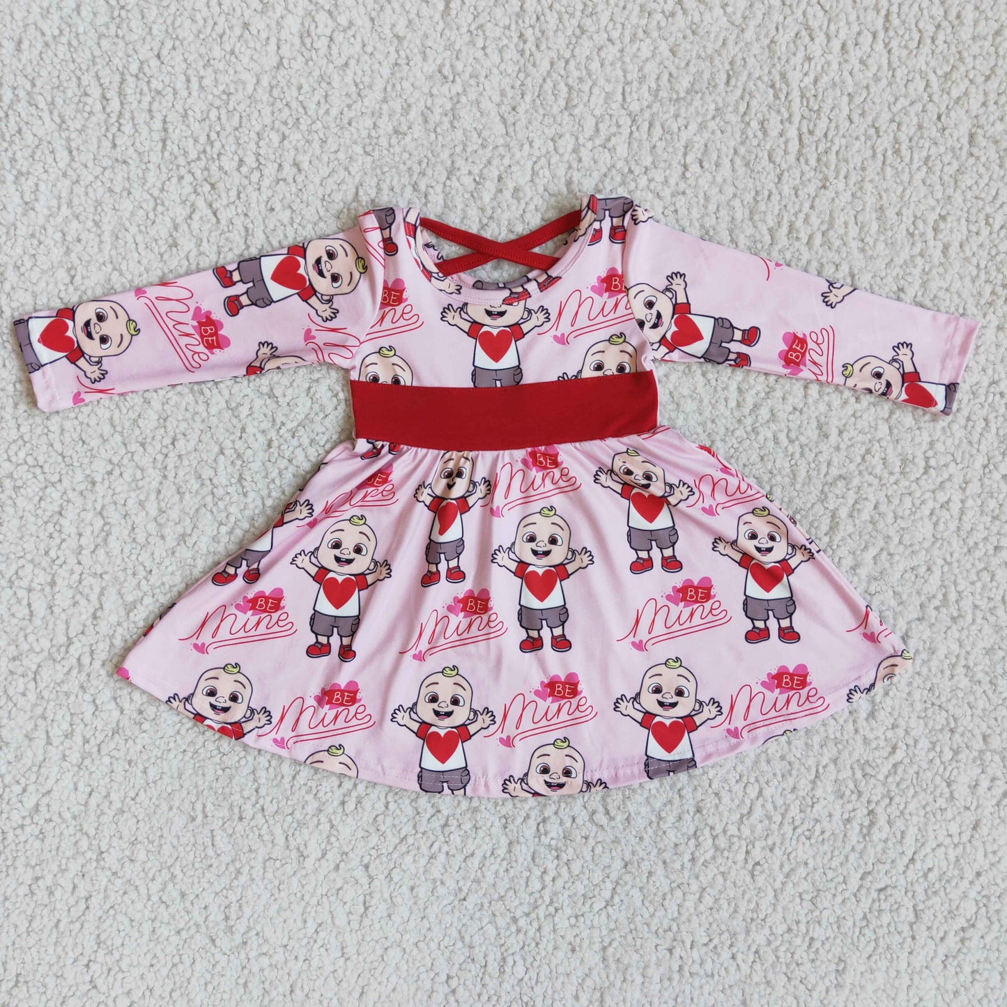 (Promotion)6 A27-4Long sleeve knee length Valentine's Day dress