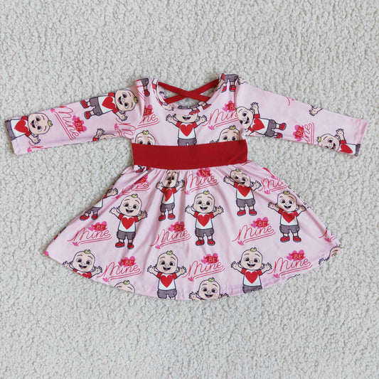 (Promotion)6 A27-4Long sleeve knee length Valentine's Day dress