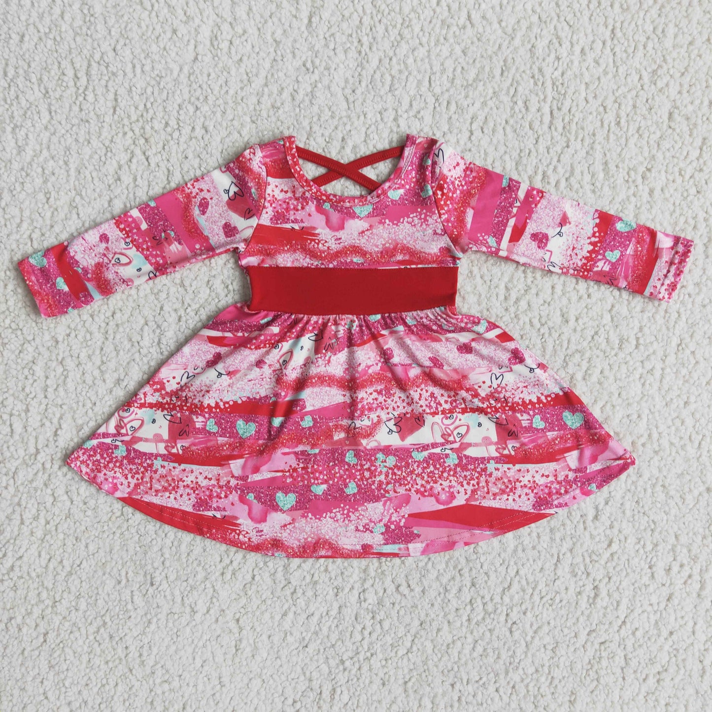 (Promotion)6 A2-5Long sleeve knee length Valentine's Day dress