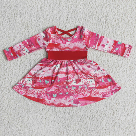 (Promotion)6 A2-5Long sleeve knee length Valentine's Day dress