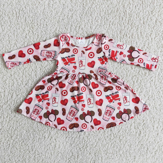 (Promotion)Long sleeve knee length Valentine's Day dress 6 B5-14