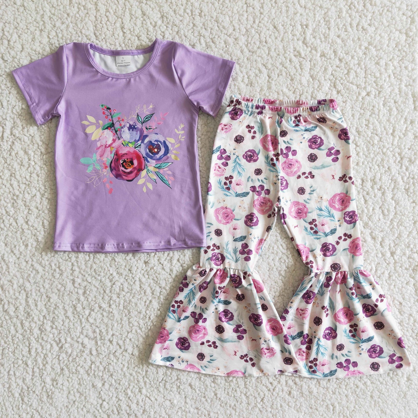 (Promotion)Short sleeve bell bottom pants outfits E7-3