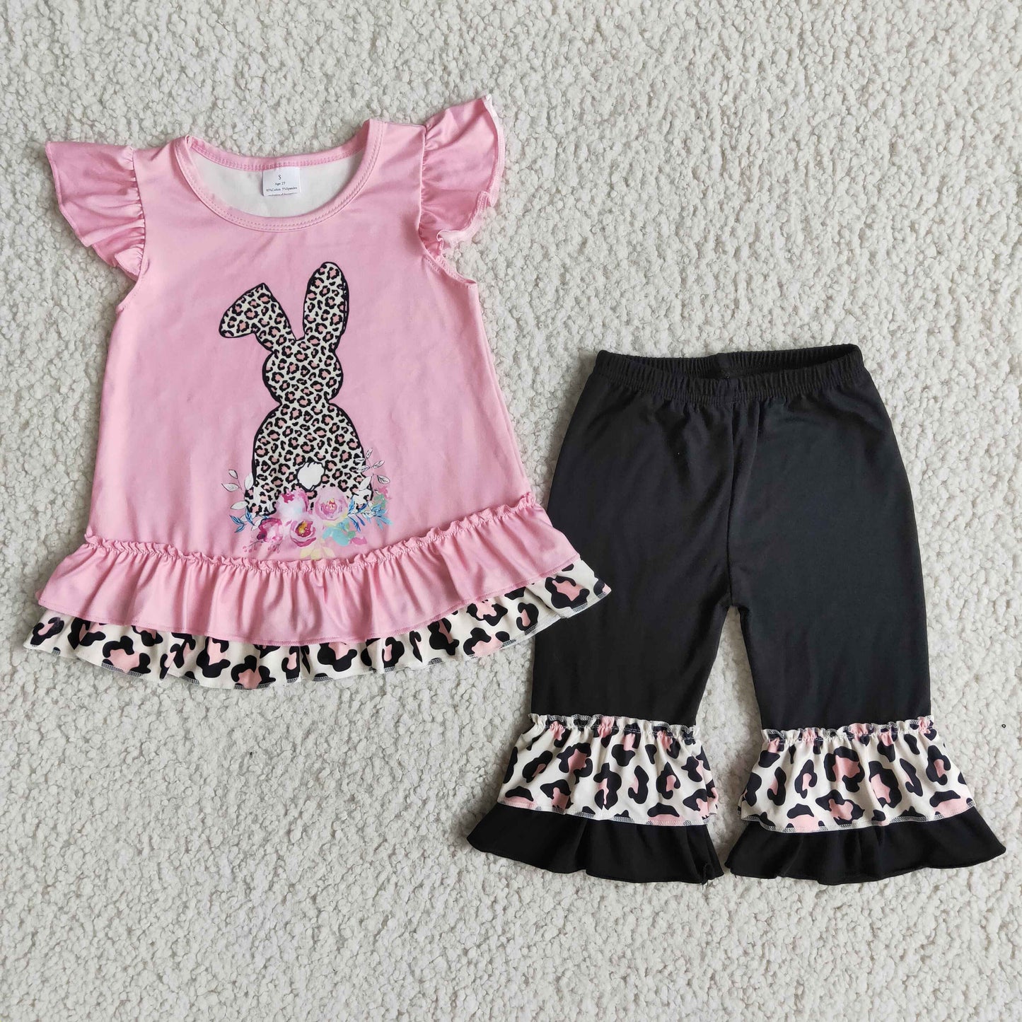 (Promotion)Flutter sleeve ruffles pants Easter outfits E6-17