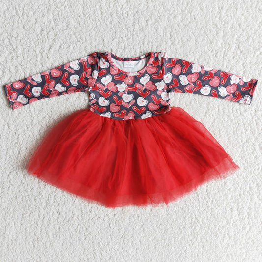 (Promotion)Long sleeve knee length Valentine's Day tutu dress   6 A26-19