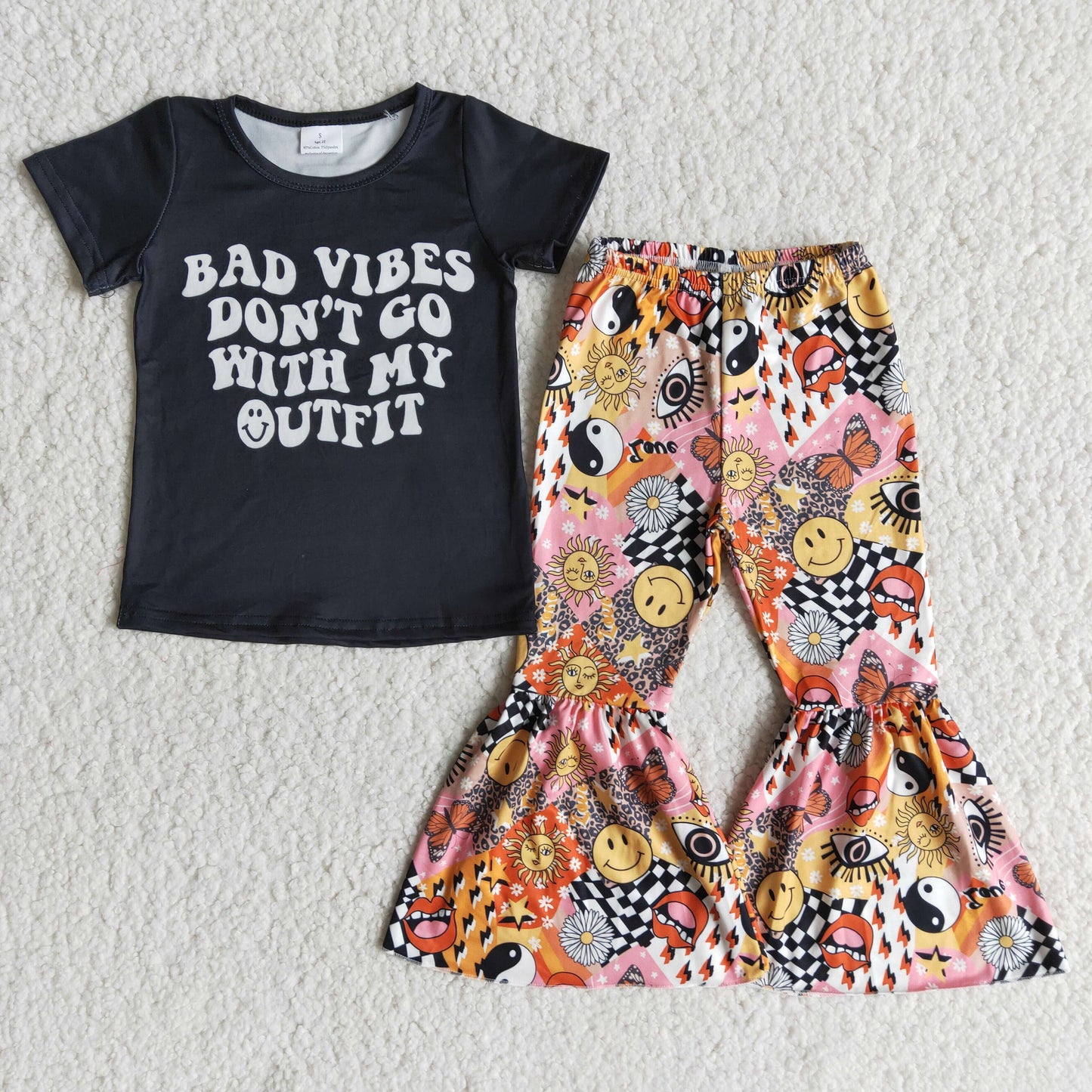 (Promotion)Short sleeve bell bottom pants outfits E7-1