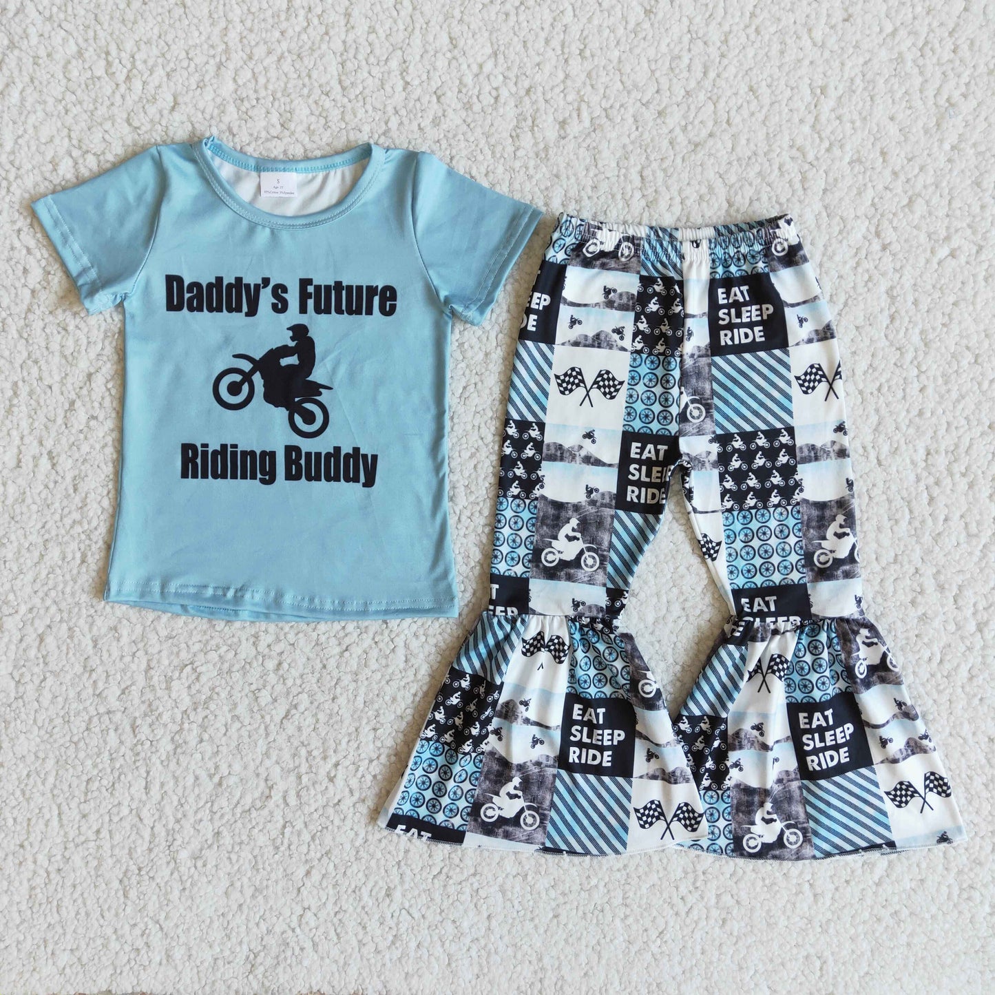 (Promotion)E8-18 Short sleeve bell bottom pants outfits