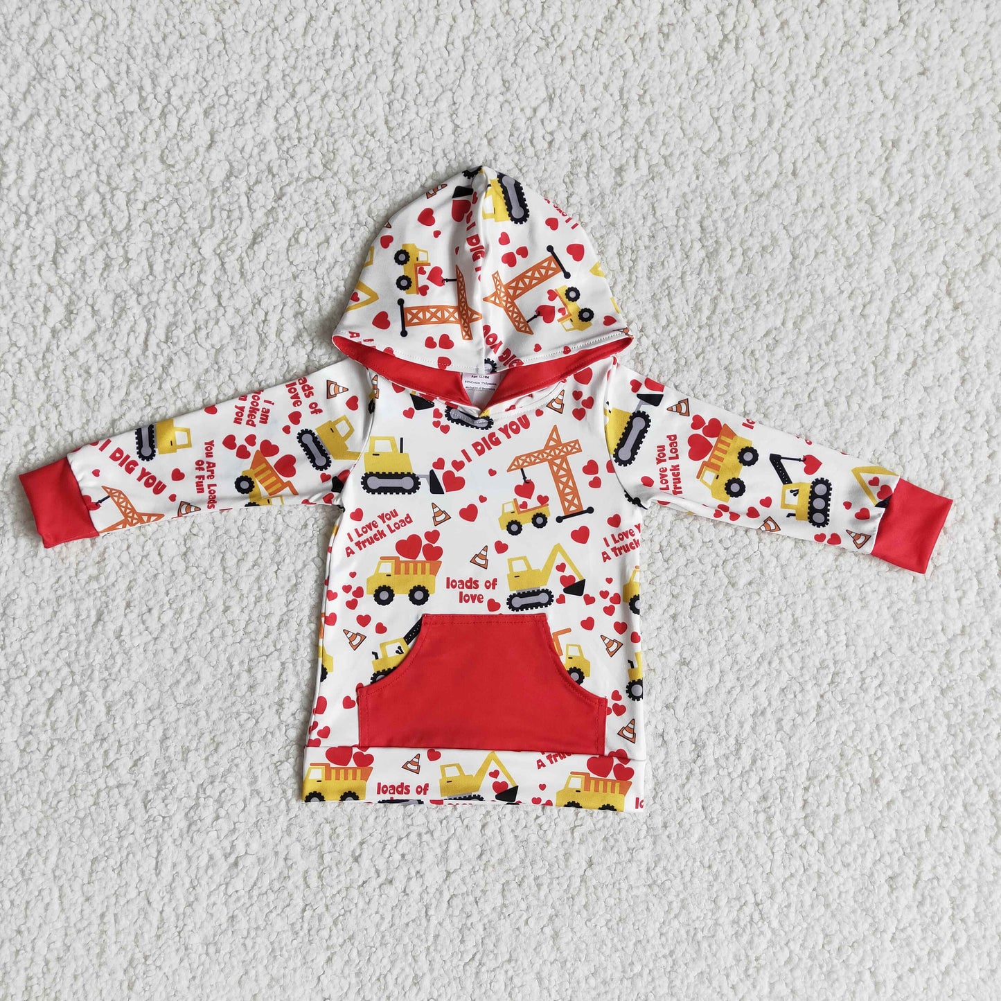 (Promotion)6 A27-19Long sleeve hooded Valentine's Day top