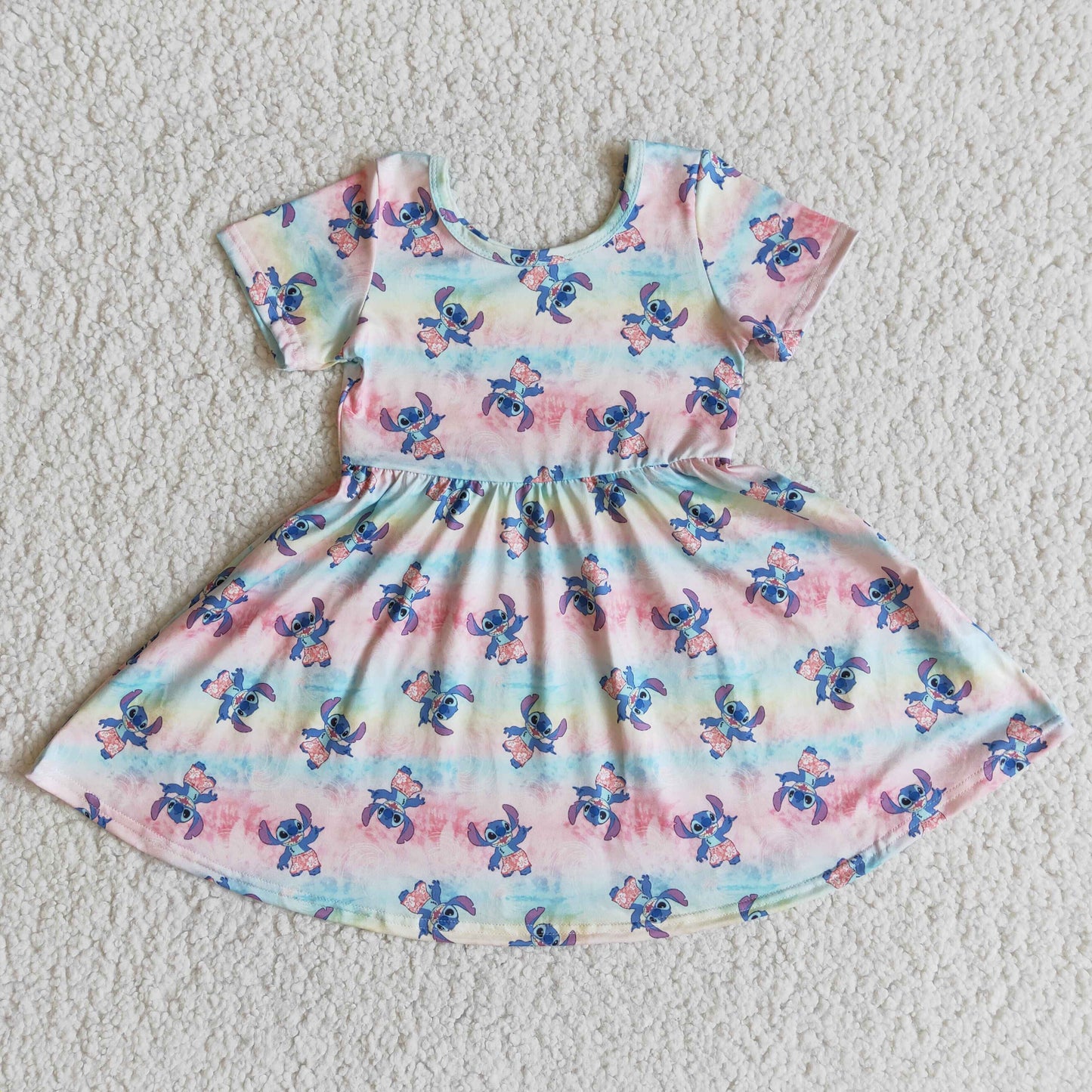 (Promotion)Short sleeve knee length cartoon dress E8-17