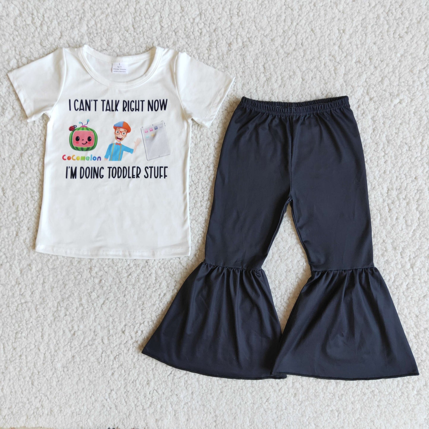 (Promotion)E9-14 Short sleeve bell bottom pants outfits