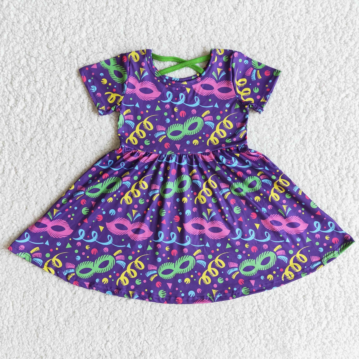 (Promotion)E10-3 Short sleeve knee length Mardi Gras dress E10-3