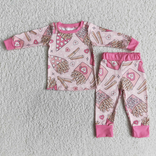 Girls long sleeved Valentine's Day pajamas