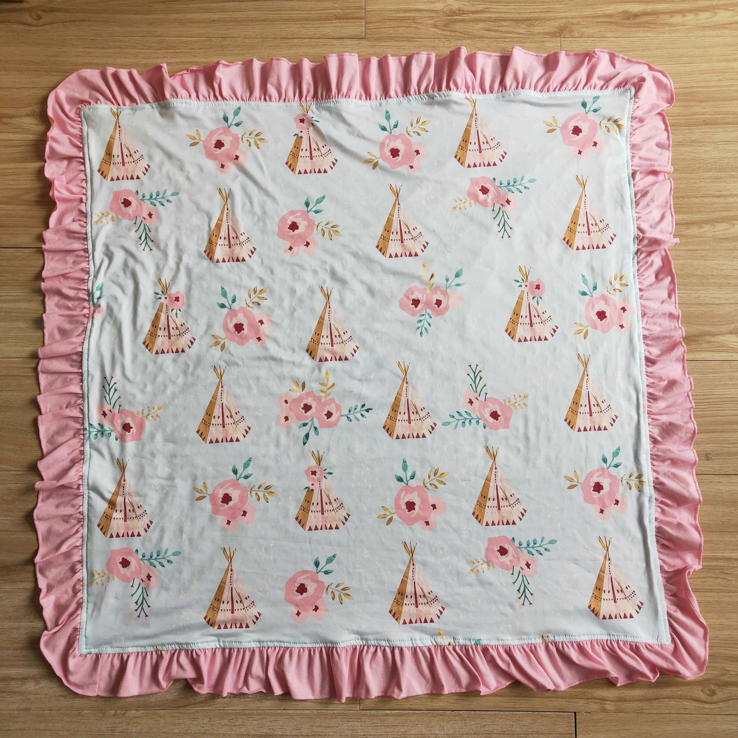 Pink flower print blanket 6 A30-5