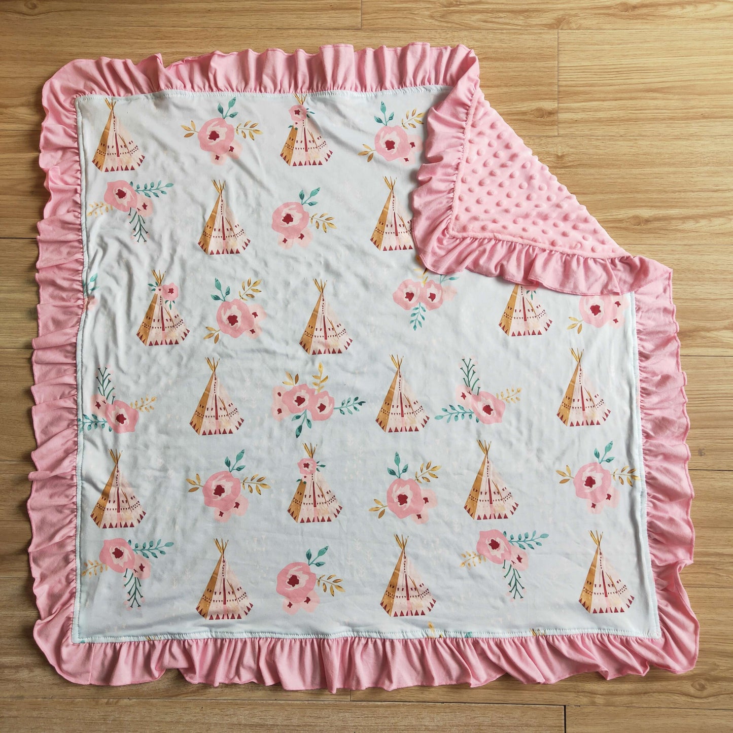 Pink flower print blanket 6 A30-5