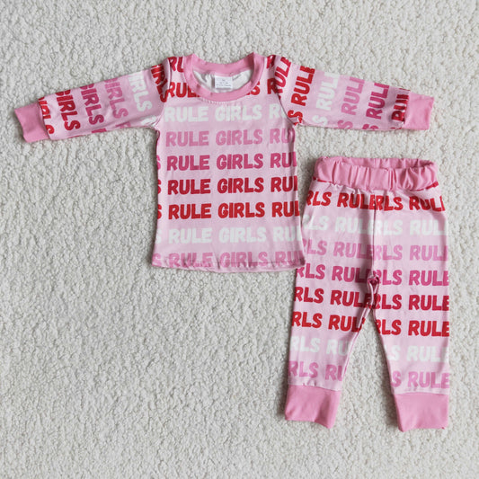 Girls long sleeved Valentine's Day pajamas