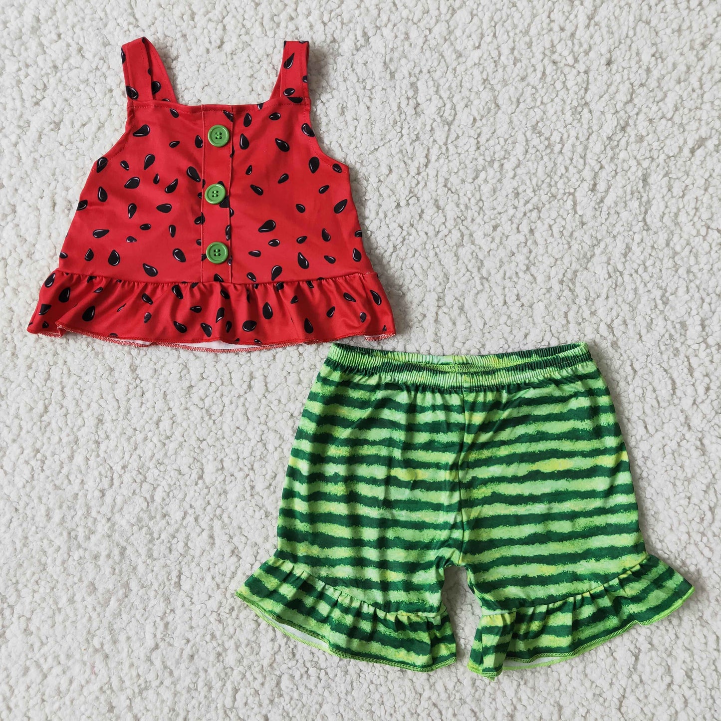 (Promotion)B0-28 Watermelon Sleeveless Crop Top Girls Summer Outfits