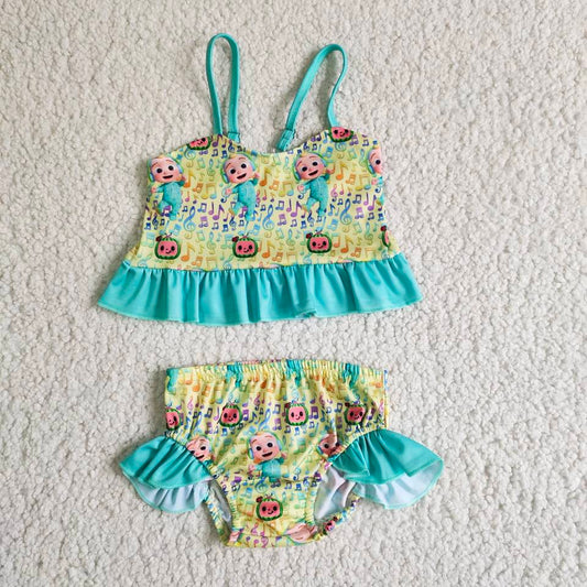 (Promotion)E13-29 Girls cartoon watermelon print swimsuits
