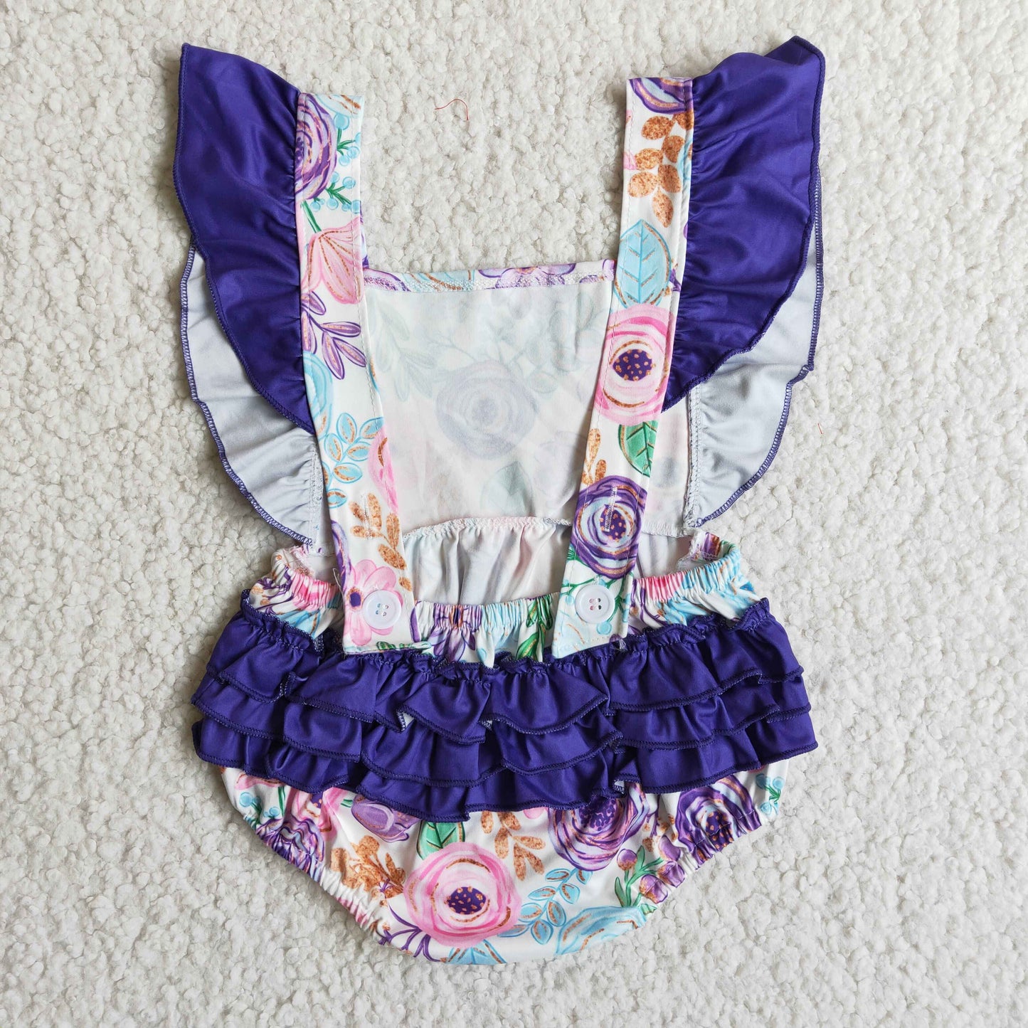 (Promotion)Purple Flowers Baby girls bubble romper B3-27