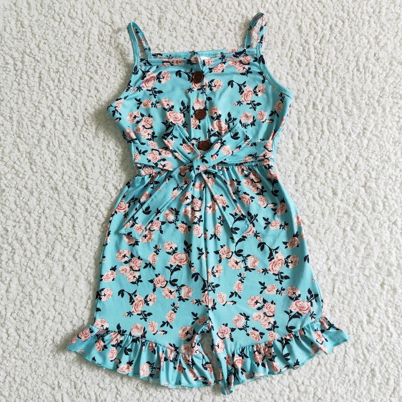 Girls summer flowers print jumpsuit SR0002