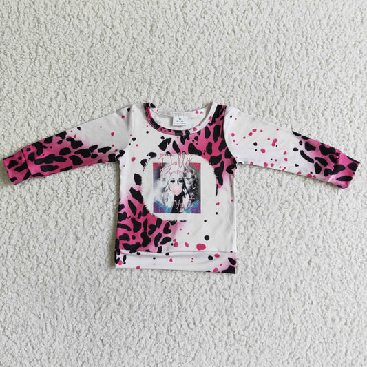 (Promotion)Dolly Pink Leopard Print Girls Long Sleeve Top    GT0010