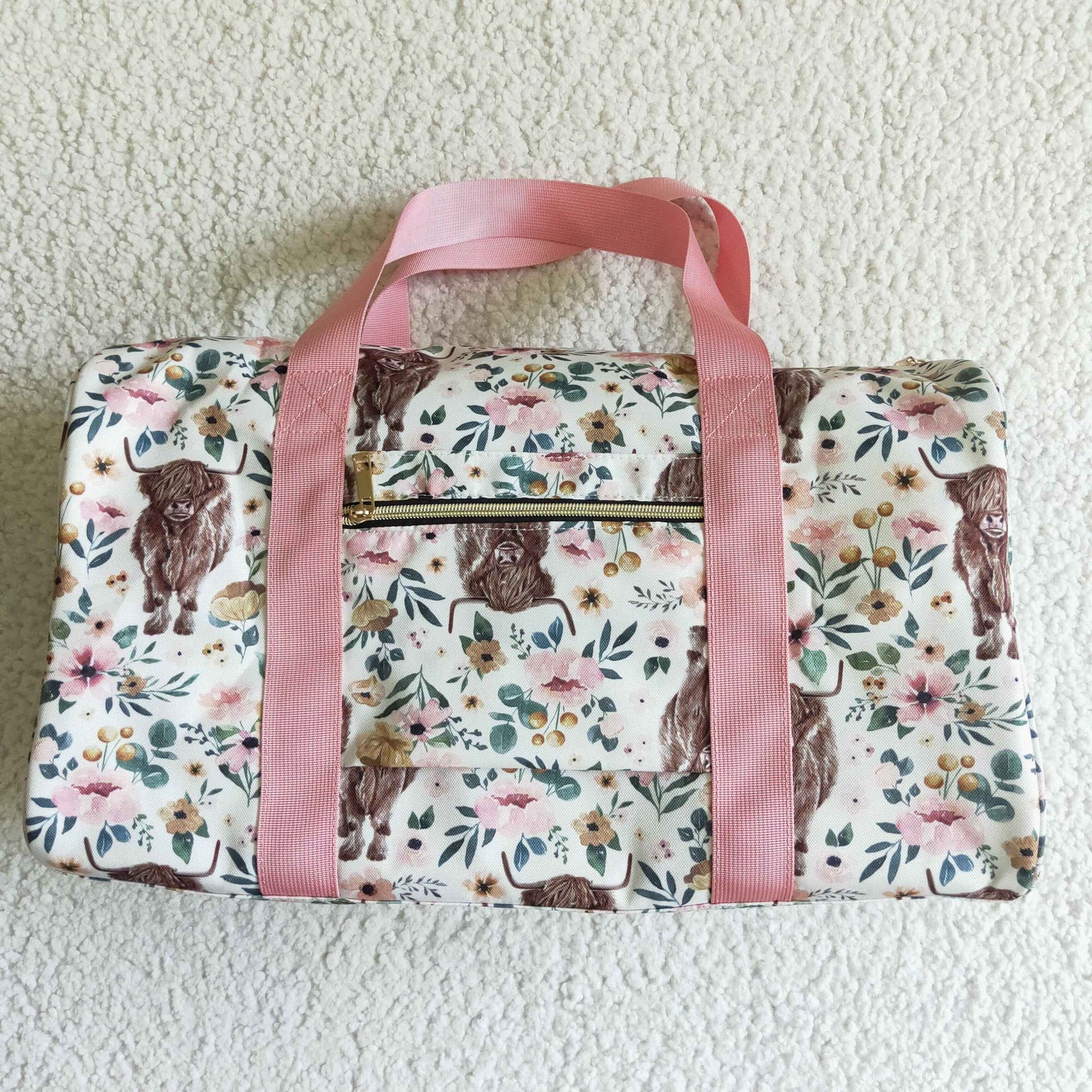 Gym floral highland cow print bag BA0008 Overnight Bags