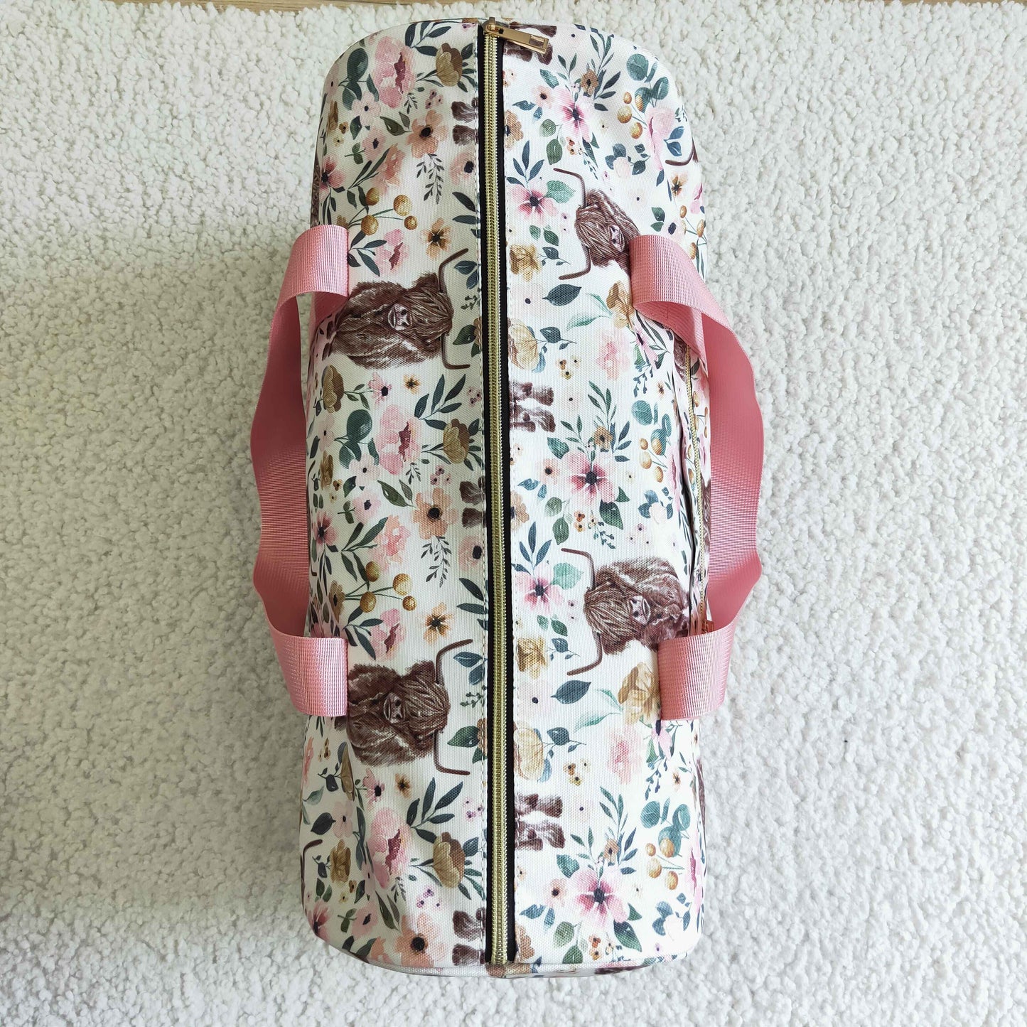 Gym floral highland cow print bag BA0008 Overnight Bags