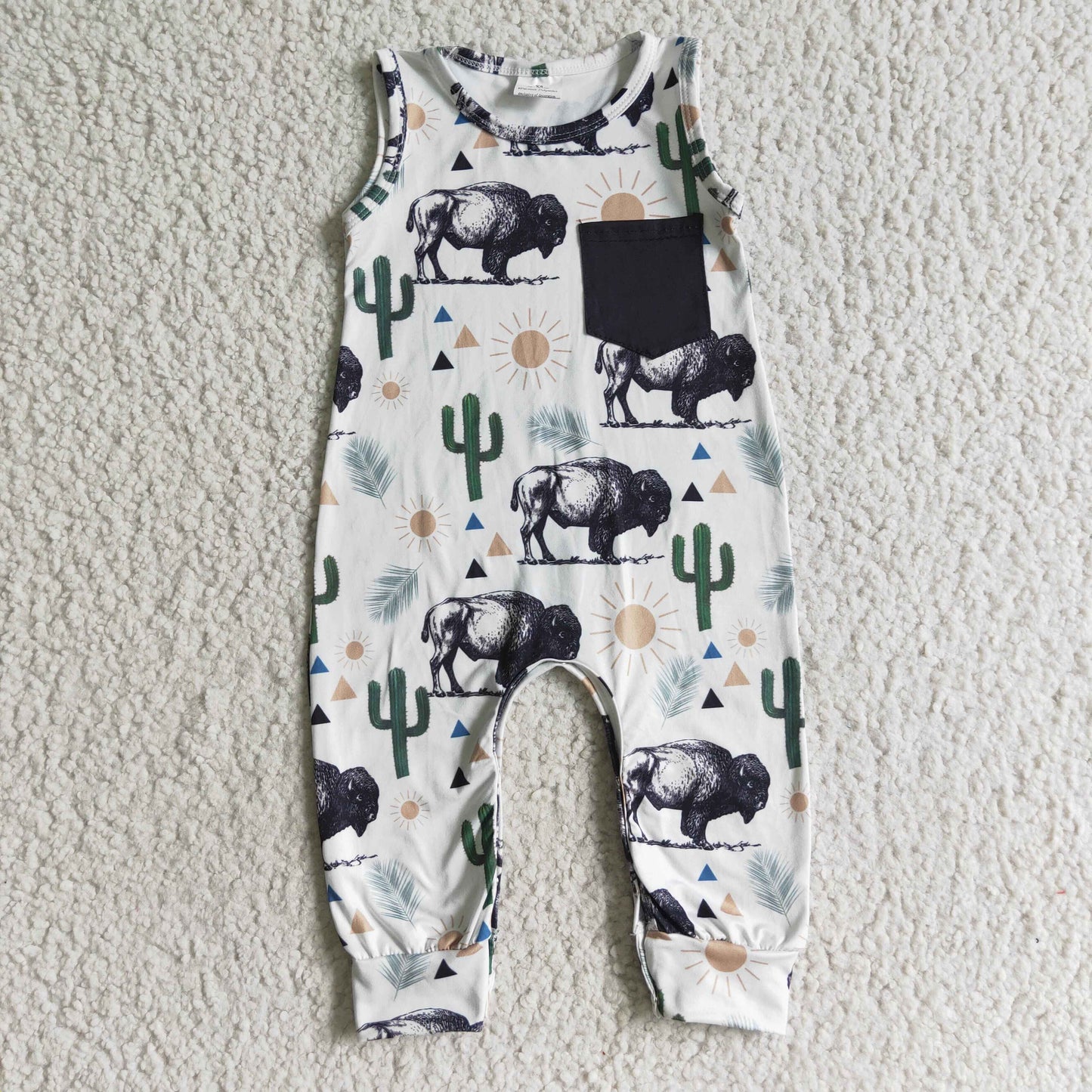 Baby boys sleeveless bull western summer romper SR0071