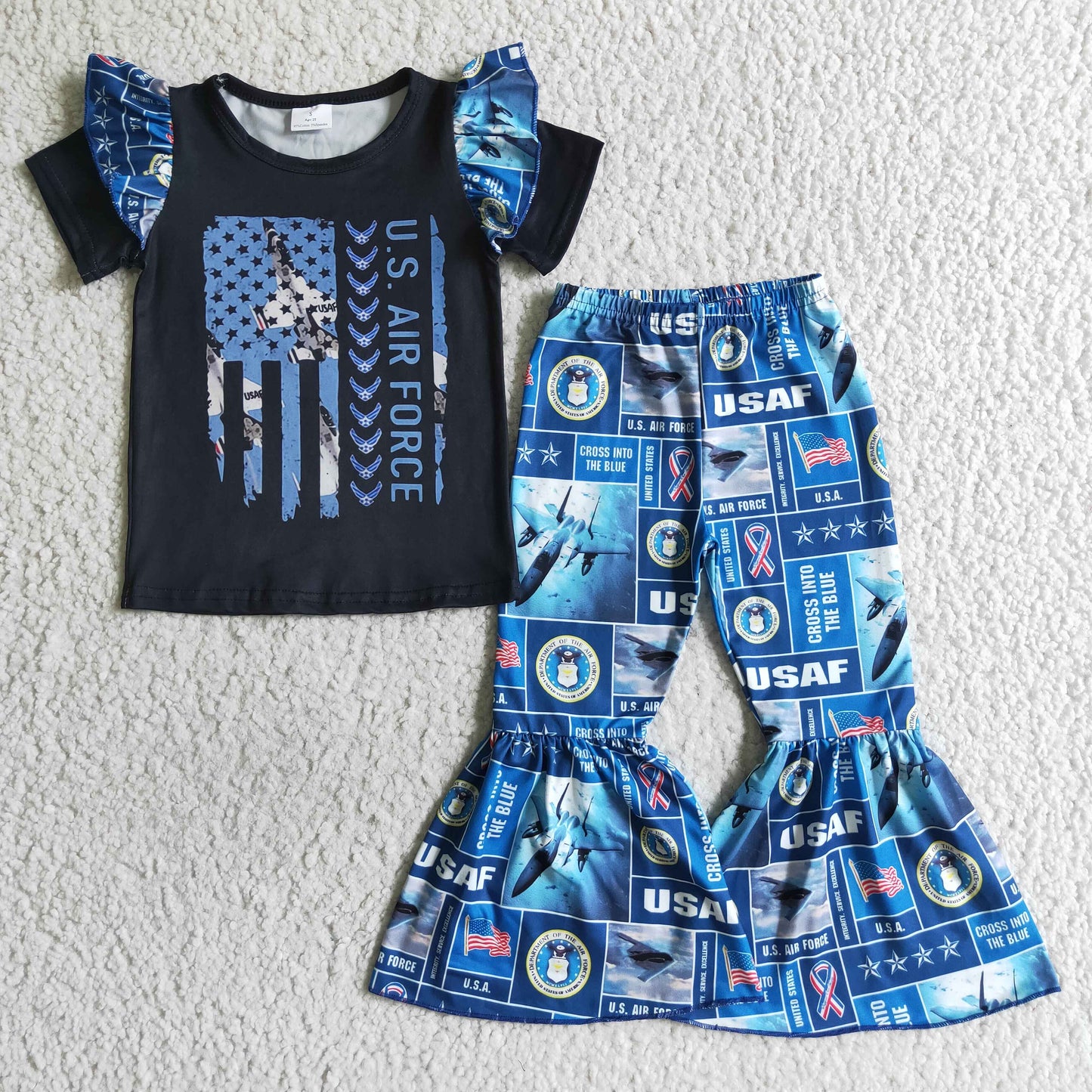 Short sleeve bell bottom pants outfits A4-4