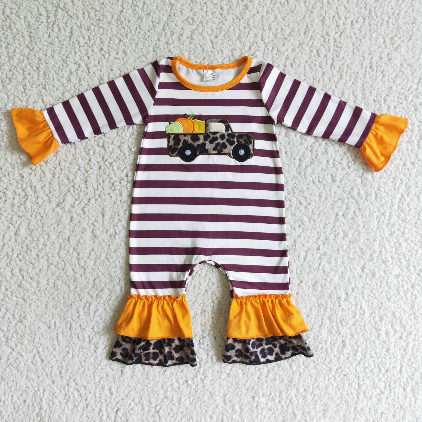 Girls fall pumpkin romper LR0007