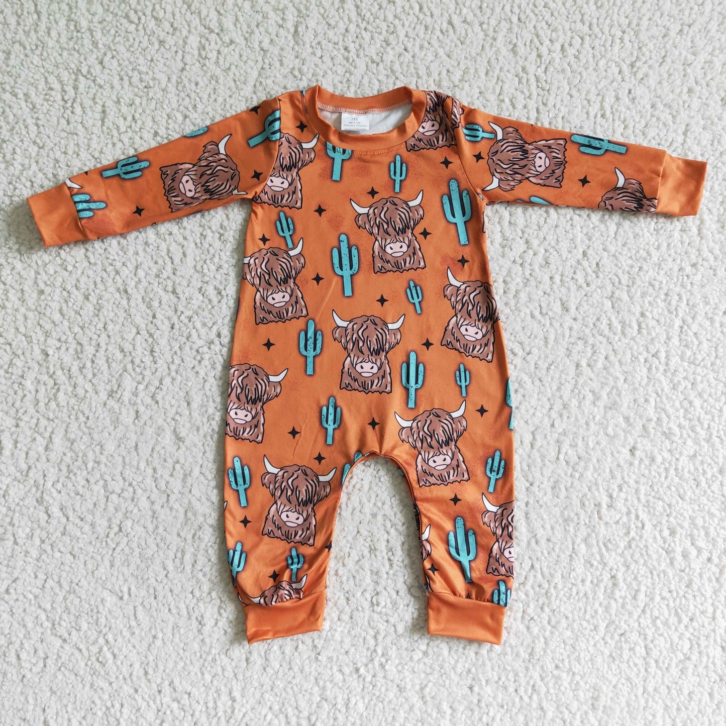 Boys long sleeve Highland cow romper LR0060