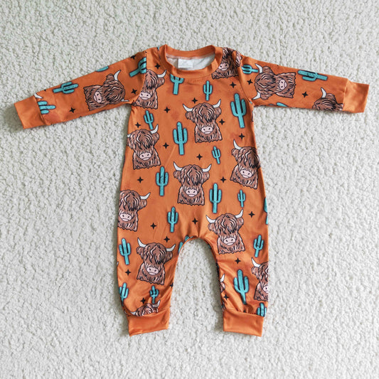 Boys long sleeve Highland cow romper   LR0060