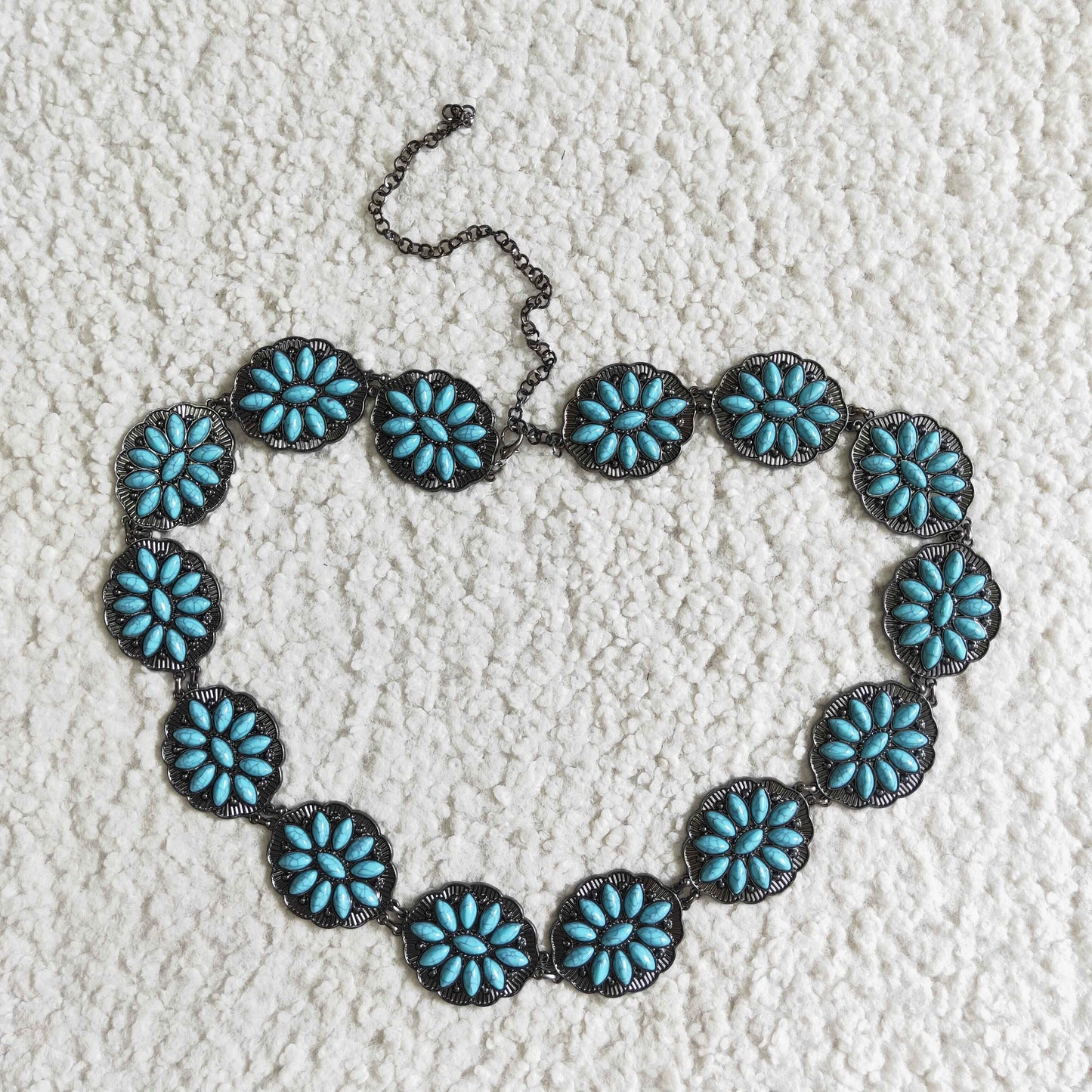 Adult turquoise chains belt for pants GB0003