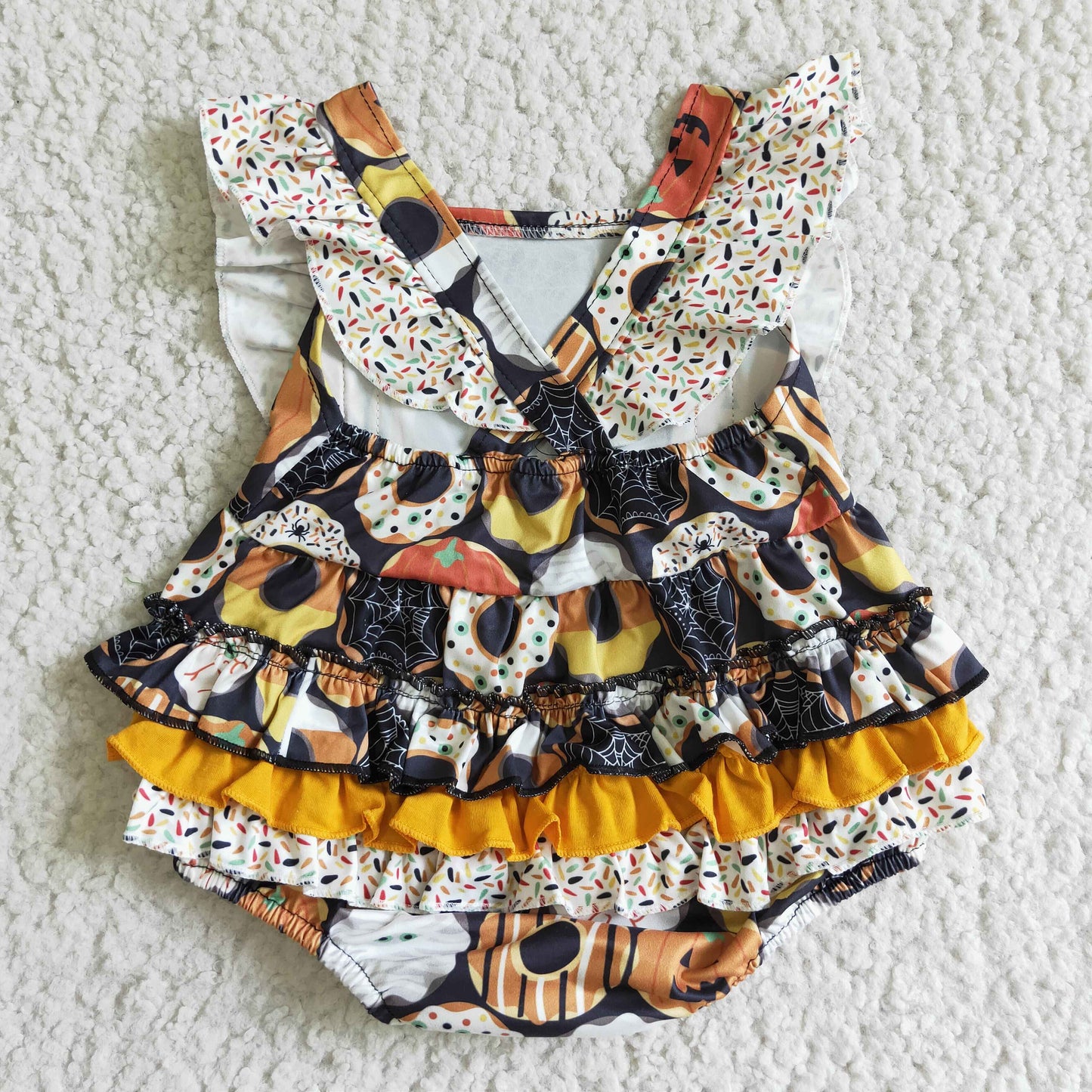 Baby girls bubble doughnut design Halloween romper SR0079