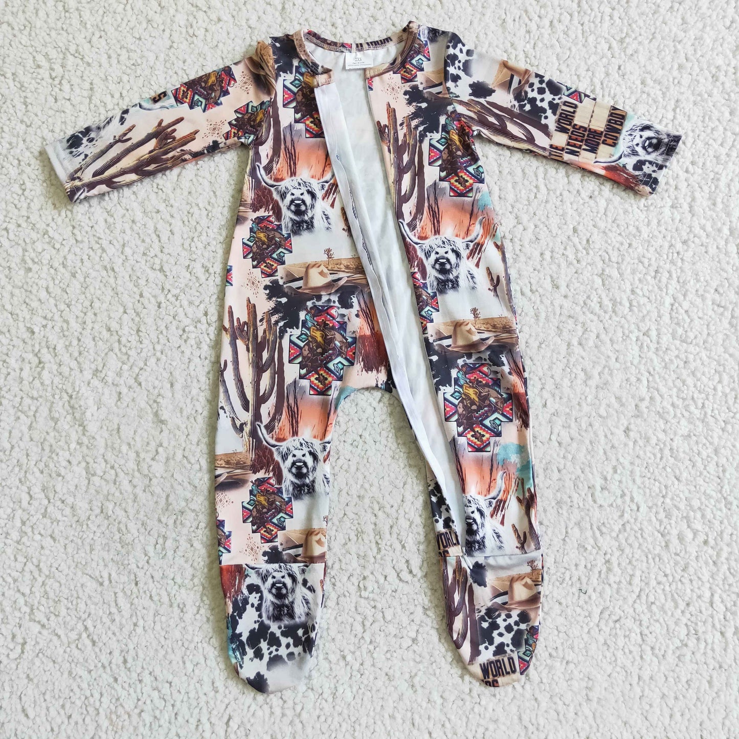(Promotion)Baby Western desgign fall footed romper LR0069