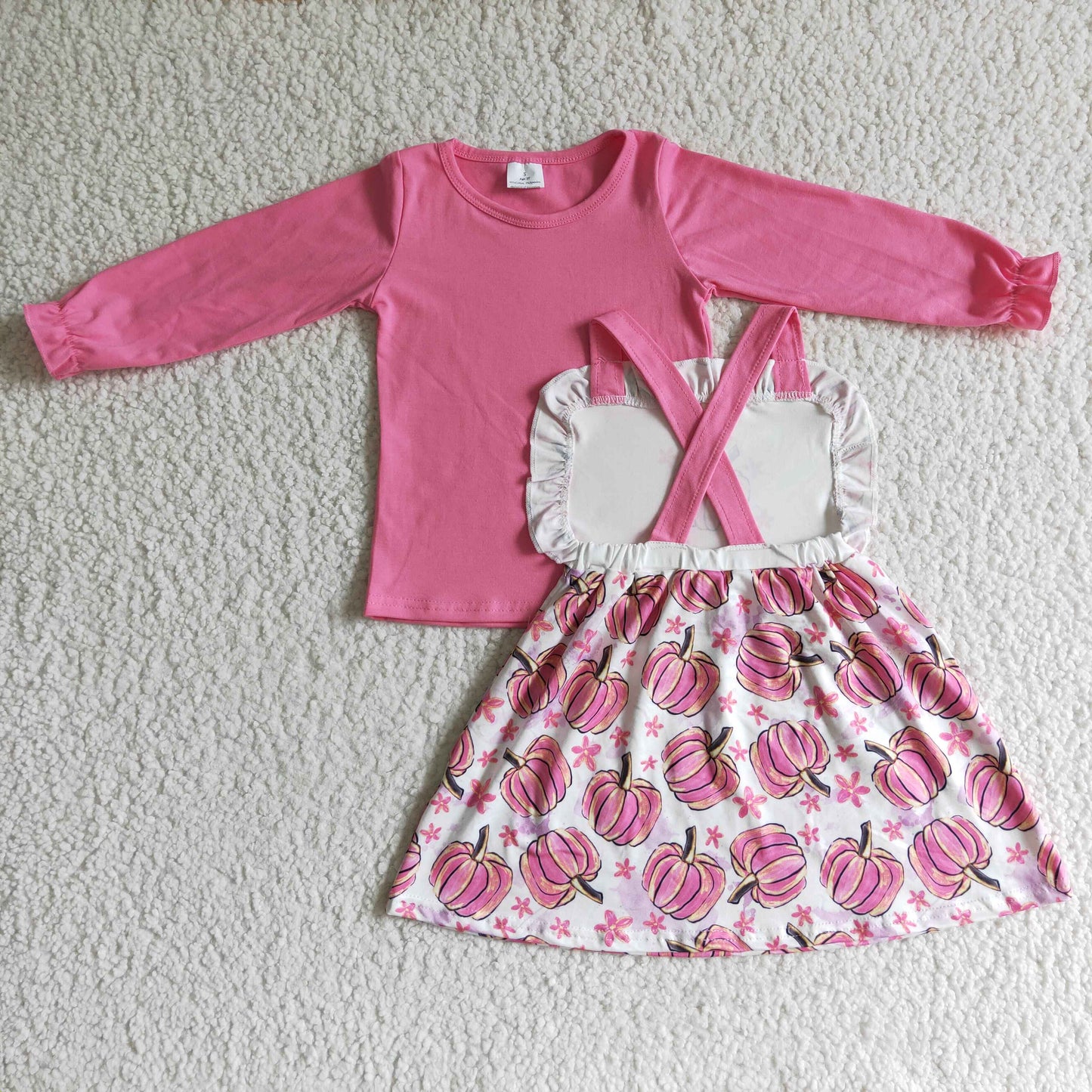Girls pink fall pumpkin Outfits GLD0032