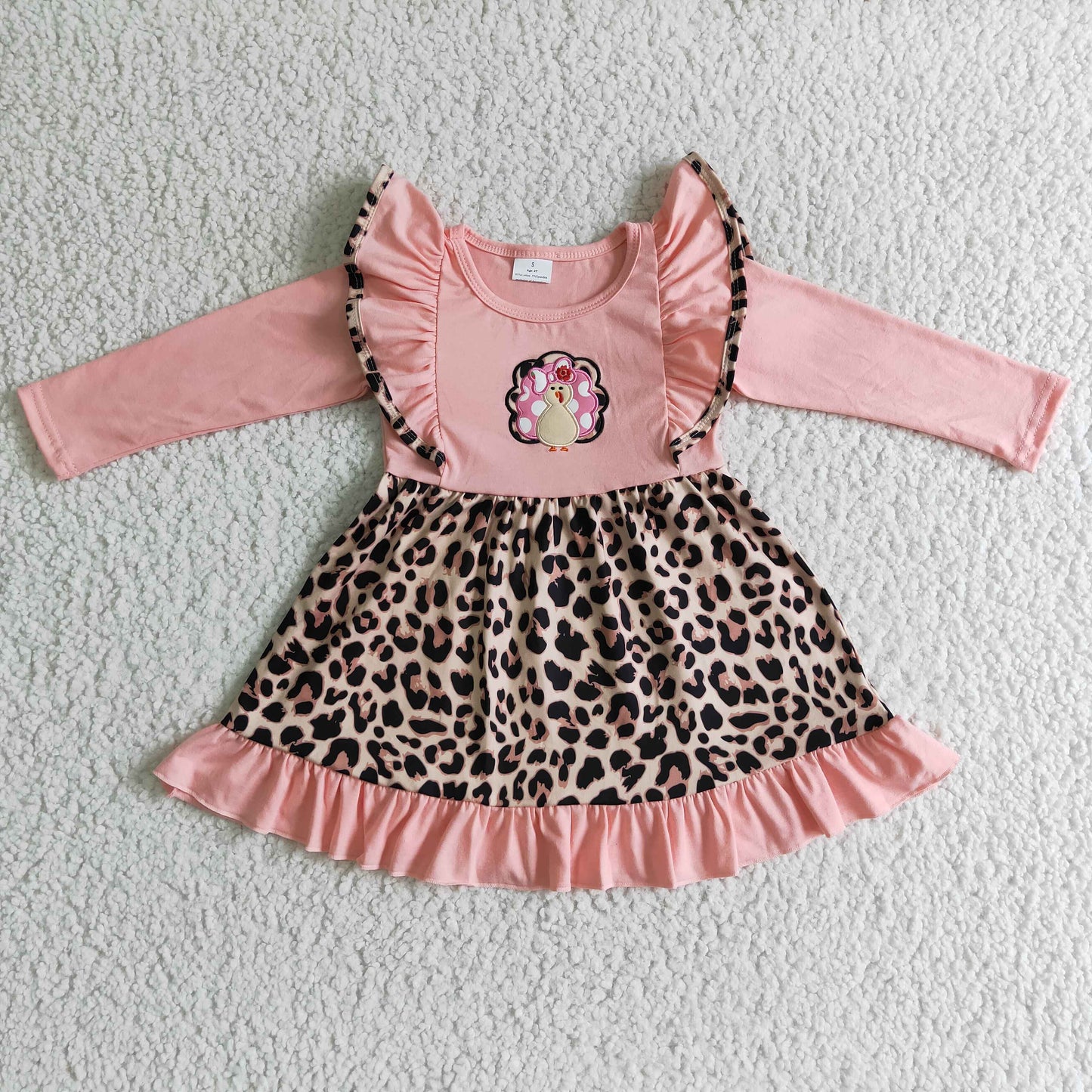 Girls Thanksgiving pink dress GLD0088
