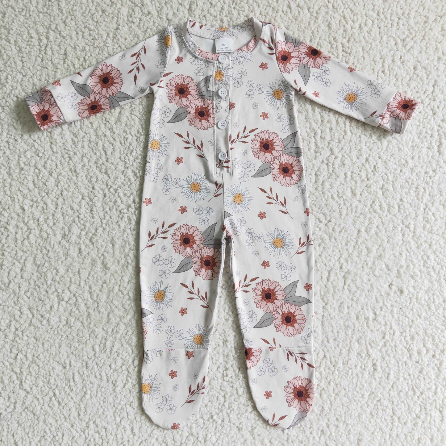 (Promotion)Baby girls FOOTED fall romper      LR0113