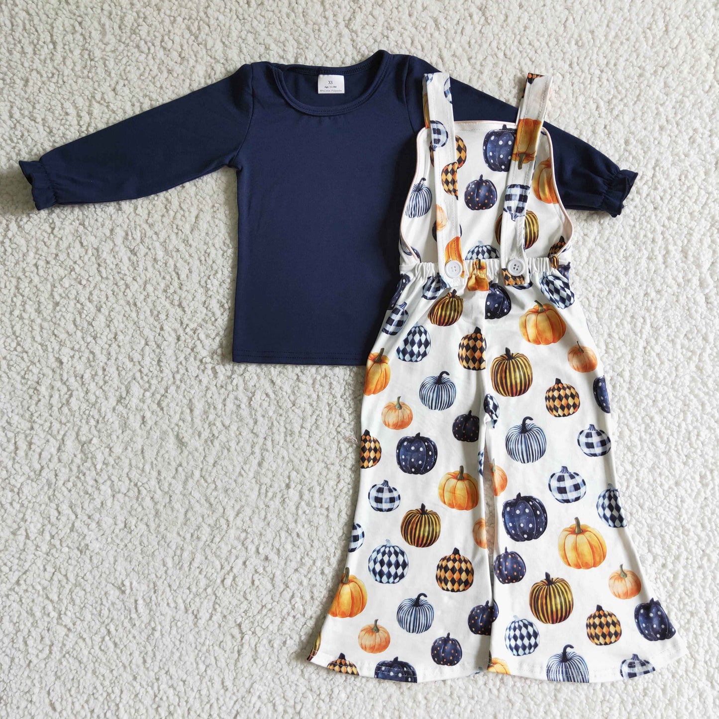 Girls fall pumpkin overall outfits GLP0183