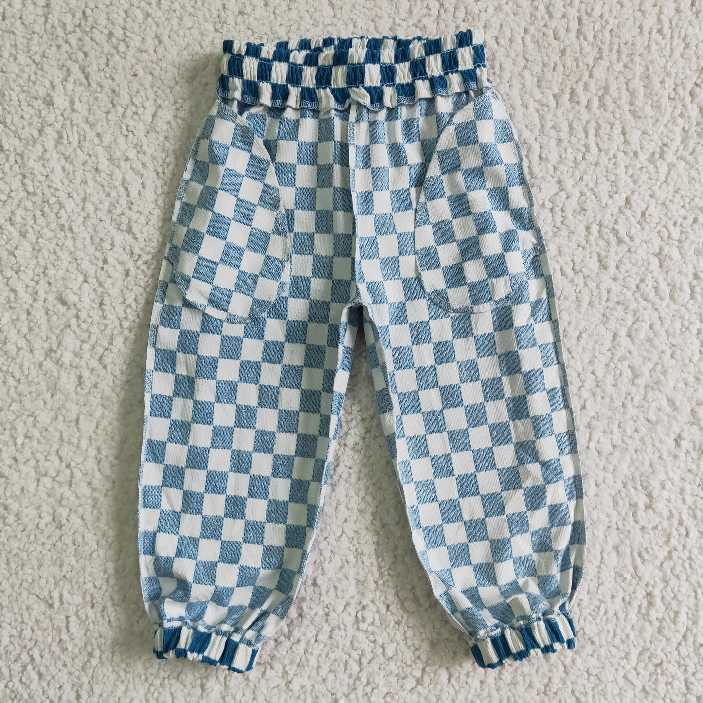 Kids cotton checkerboard print pants P0018