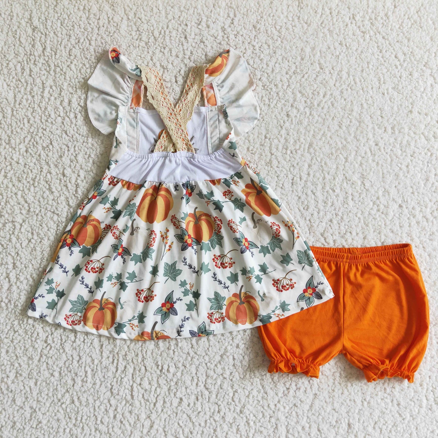 Girls sleeveless punpkin shorts outfits GSSO0125