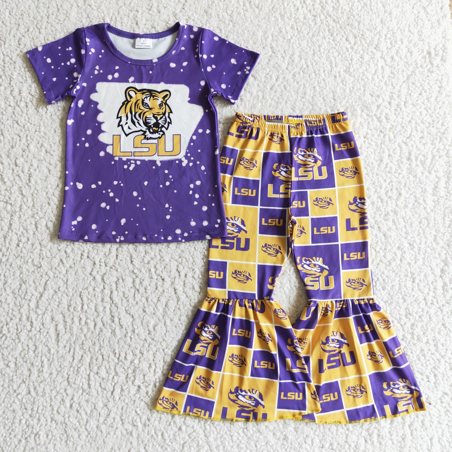 Girls short sleeve bell bottom outfits GSPO0210