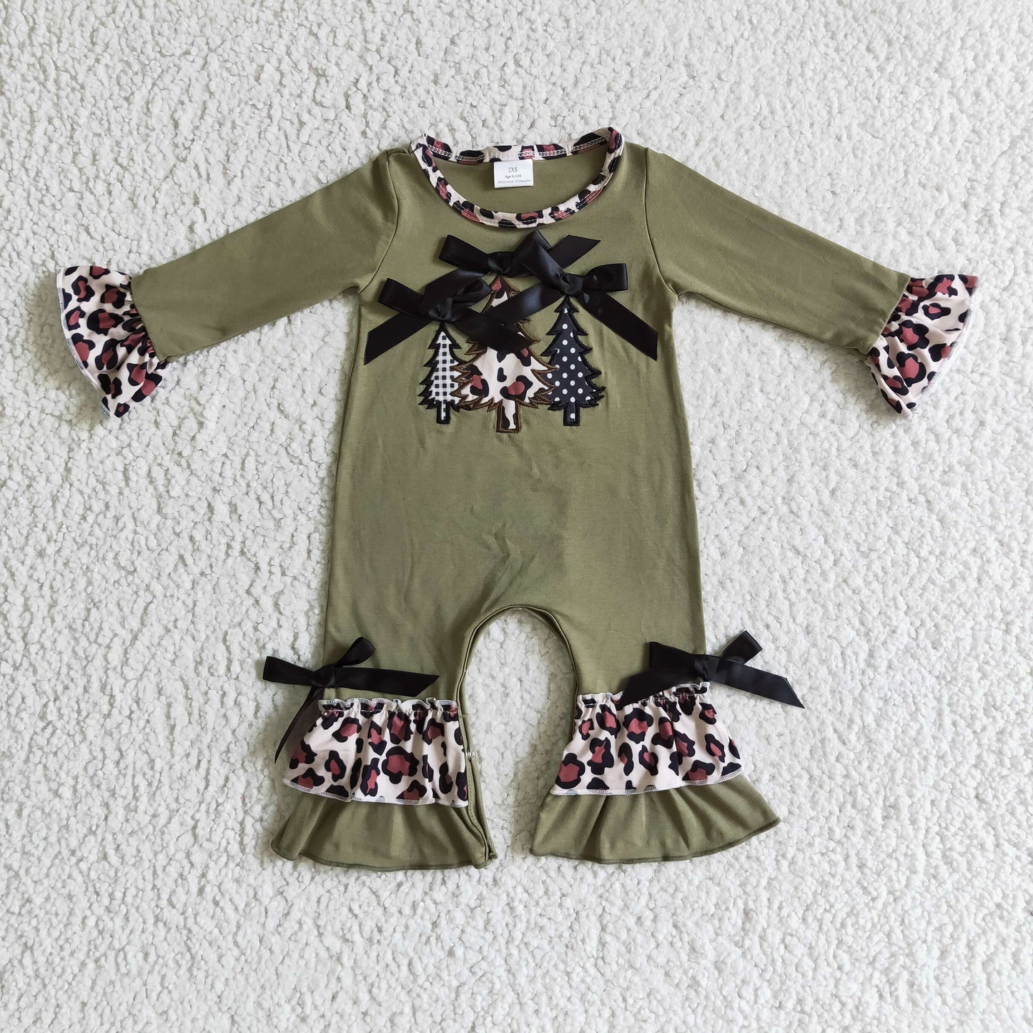 Girls Christmas embroidery romper LR0166