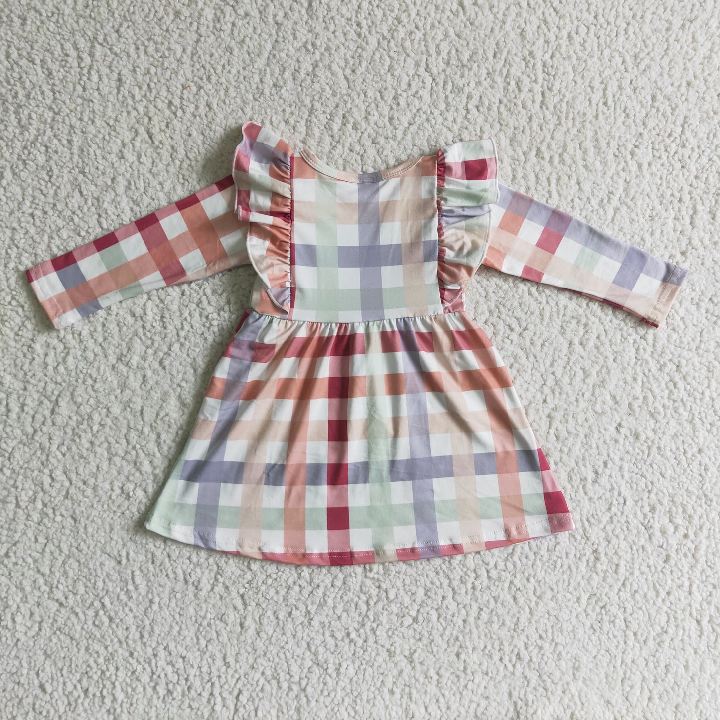 Girls long sleeve plaid dress GLD0117