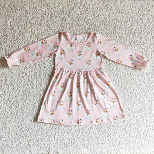 (Promotion)Girls pink Christmas dress GLD0123