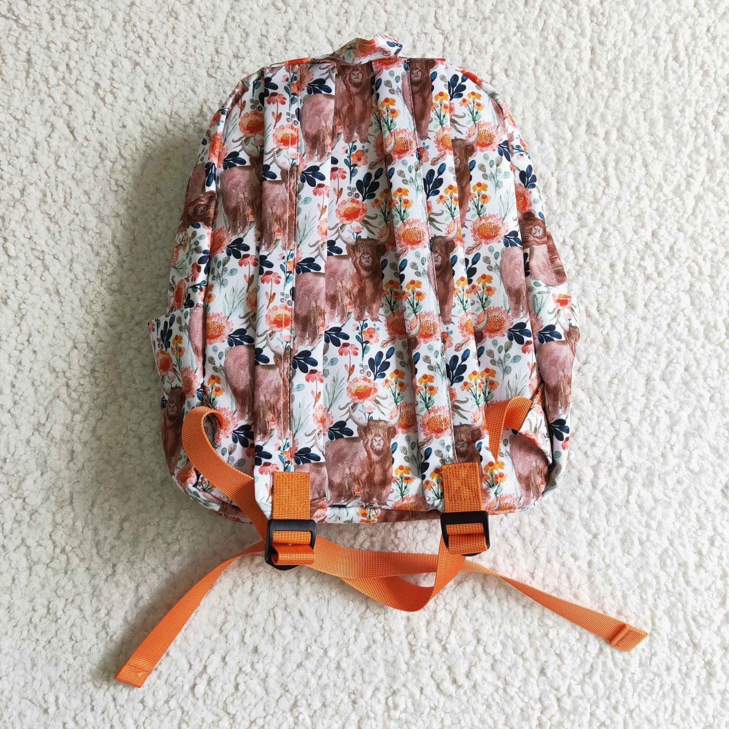 Orange flora highland cow print Bag BA0027