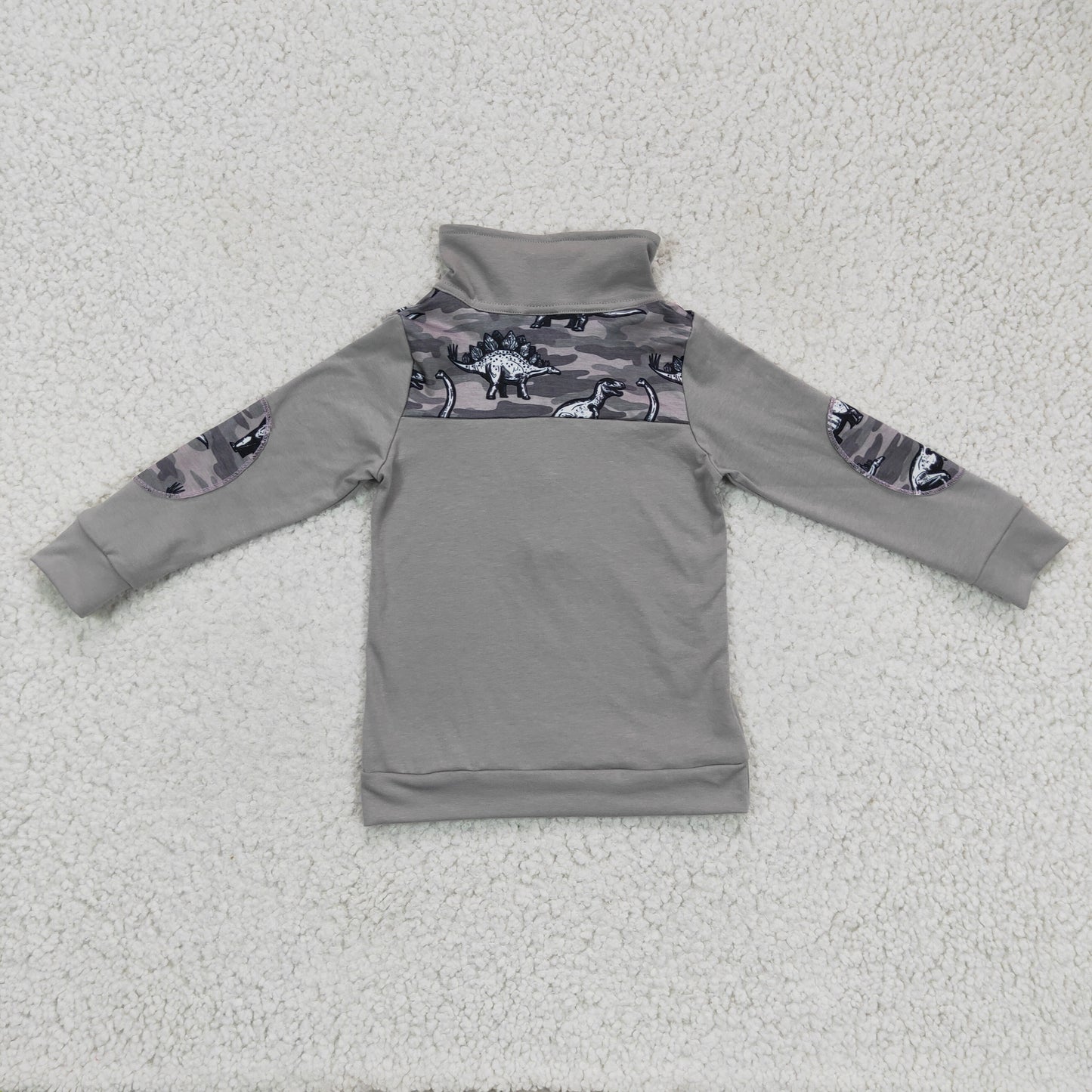 (Promotion)Boys camo dino print gray pullover top BT0106