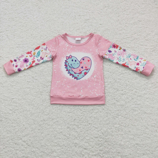 Girls pink dinosaur print top   GT0087