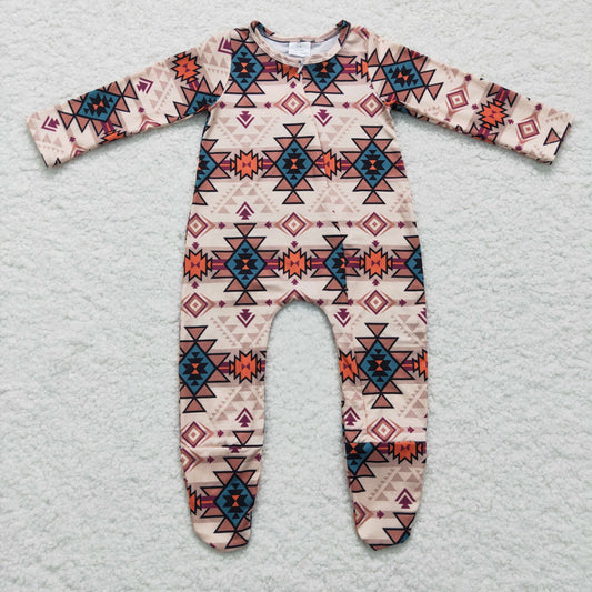Baby western print footie romper  LR0255